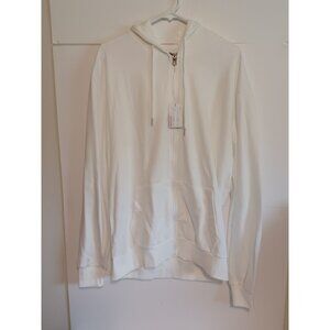 Ohoo Mens  Long Sleeve White Lightweight Zip-up Hoodie With  Pocket Size Large